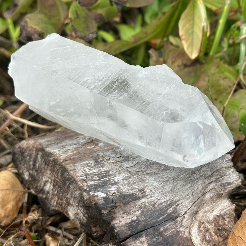 Raw Clear Quartz Point with Rainbow